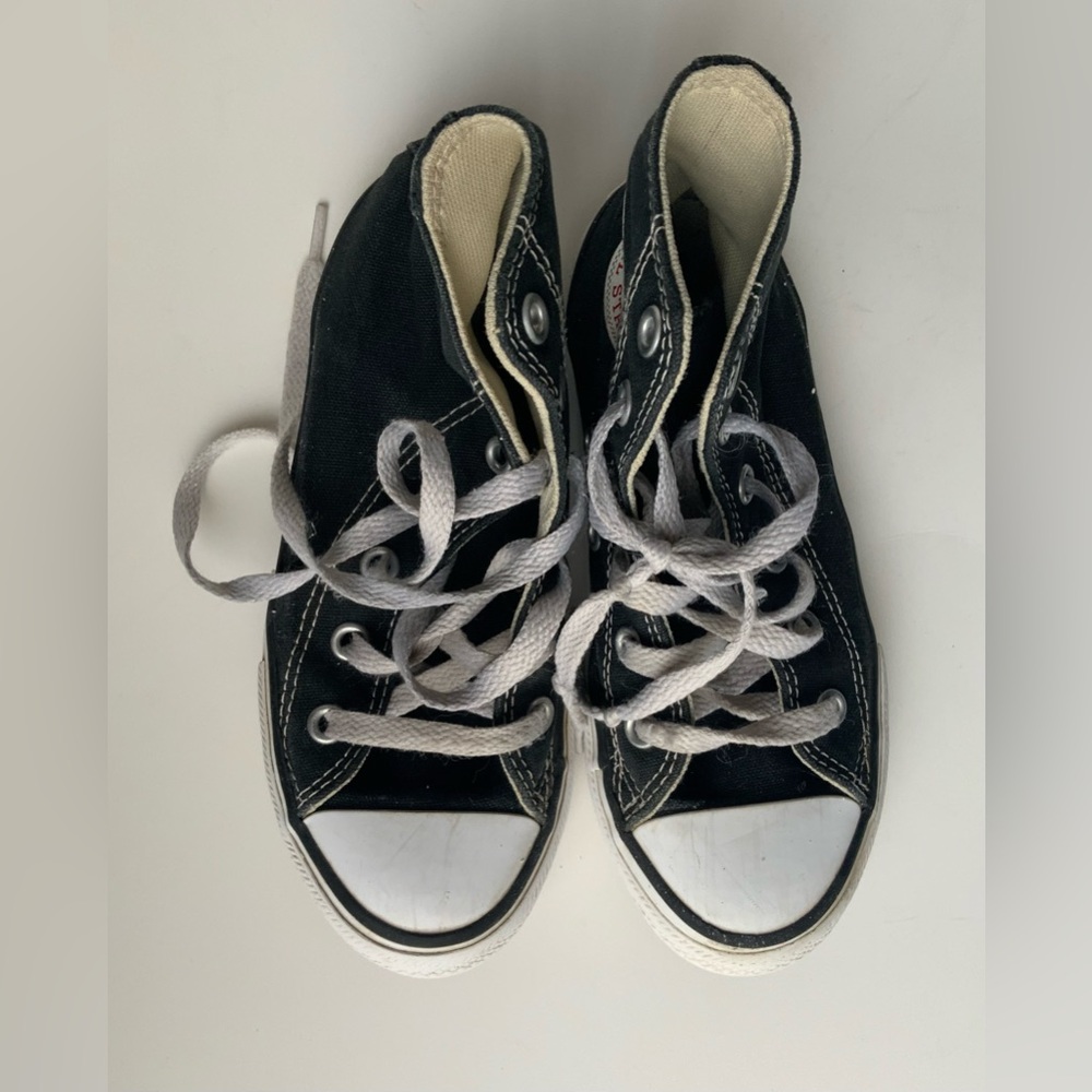 Converse Black High-Top Kids Sneakers with White Toe Cap